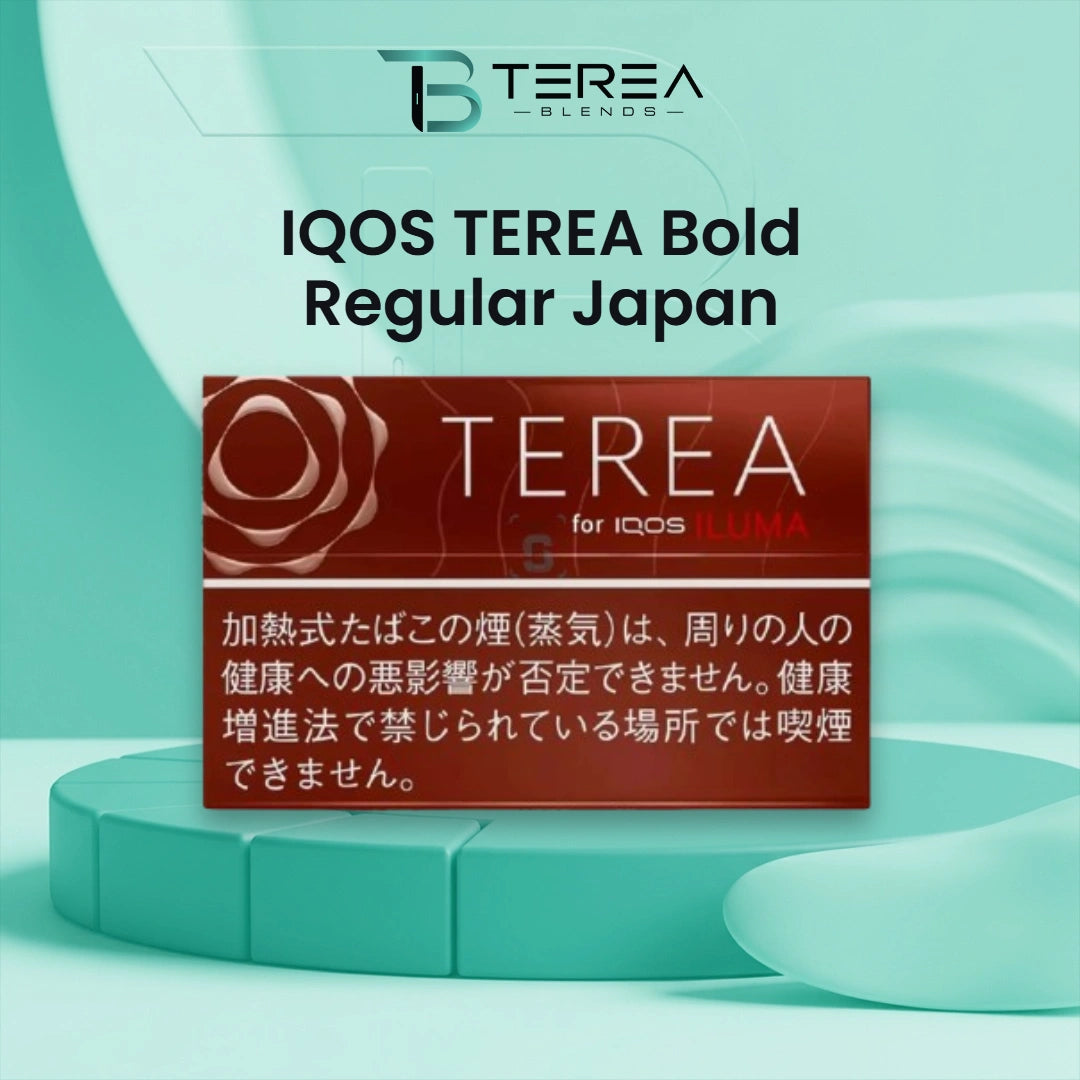 TEREA Bold Regular Japan heatsticks with a rich tobacco flavour profile, presented in their original carton packaging for IQOS ILUMA users