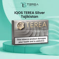 IQOS TEREA Silver Tajikistan pack with individual tobacco sticks, showcasing its toasted tobacco profile with subtle spicy herbal notes