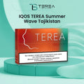 IQOS TEREA Summer Wave Tajikistan tobacco sticks packaging for IQOS ILUMA devices, available for product searches in Dubai, UAE.
