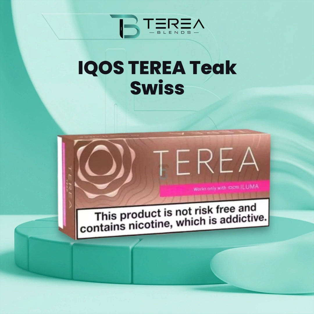 TEREA Teak Swiss heated tobacco stick pack with Swiss labeling
